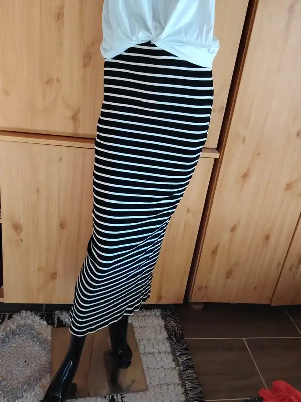 viva couture csíkos hátul sliccelt maxi szoknya m méret