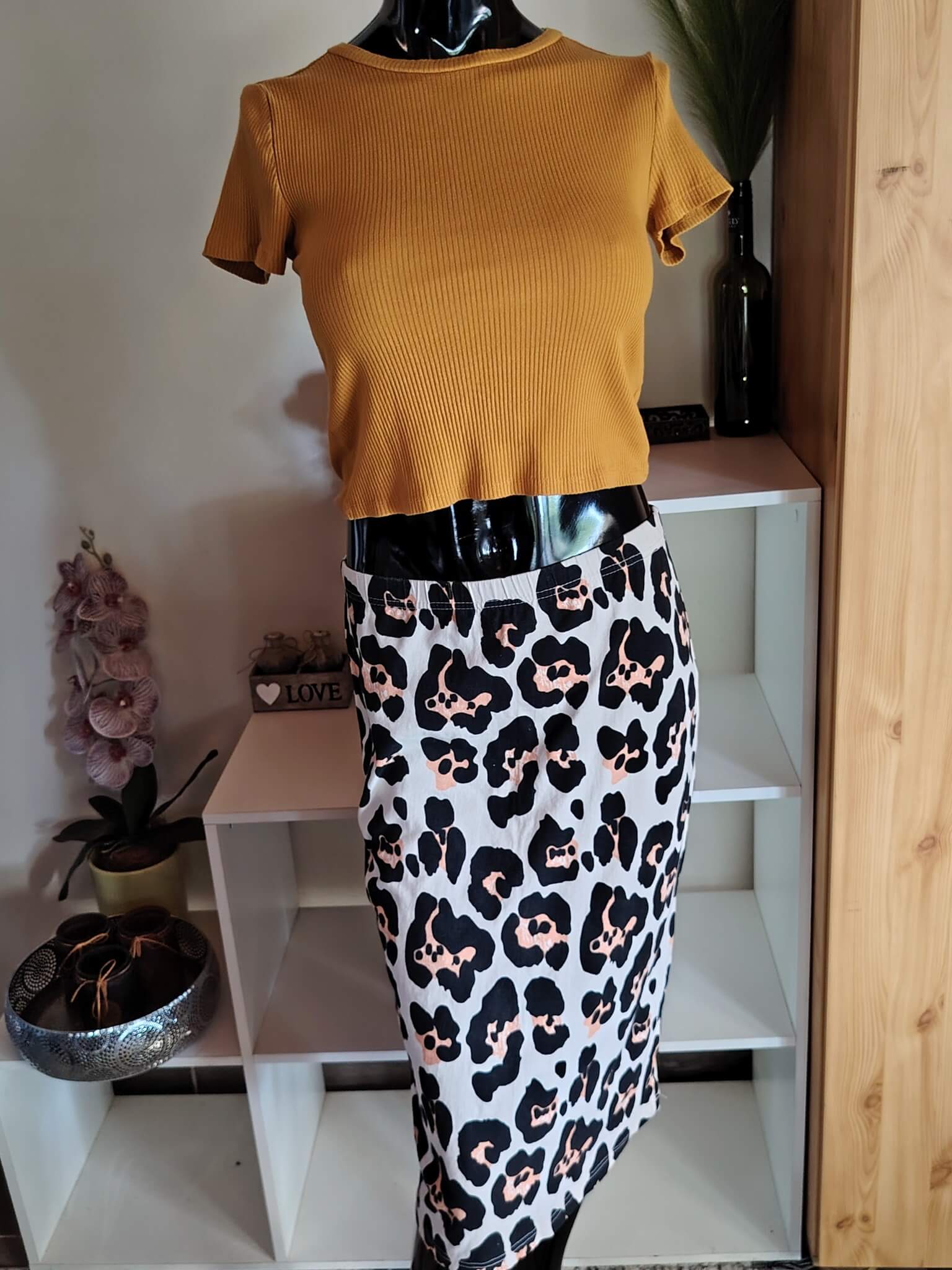 labelbe leopárd mintás midi szoknya m/l méret