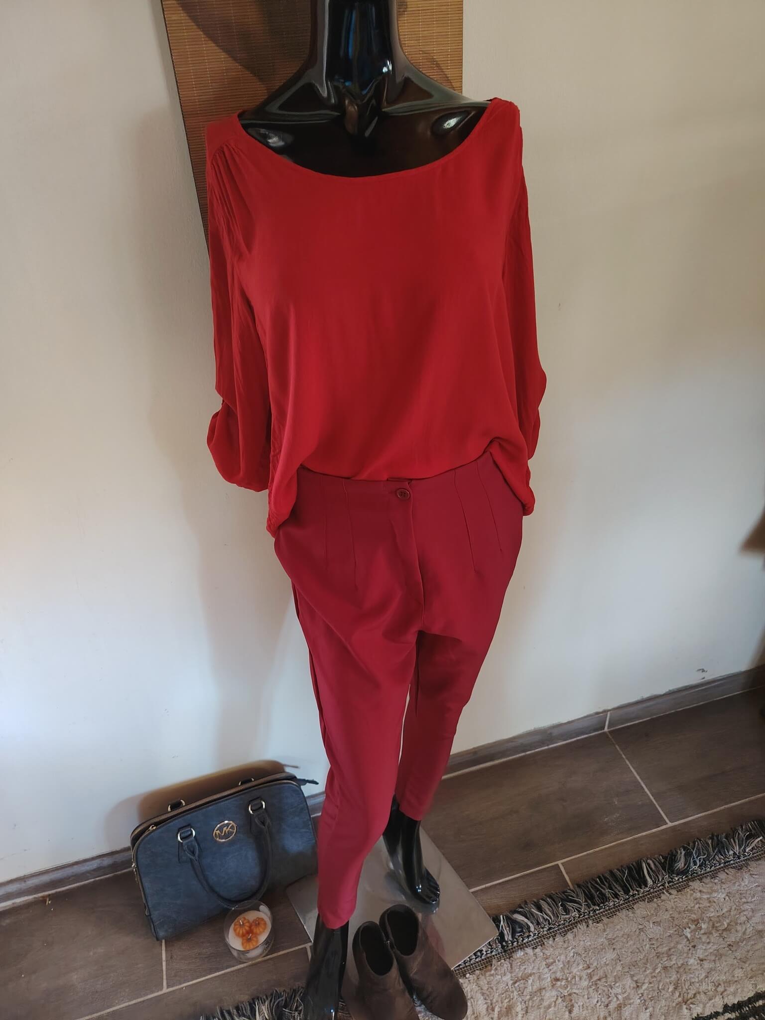 c&a piros blúz – hátul végig gombos díszítéssel, l méret,