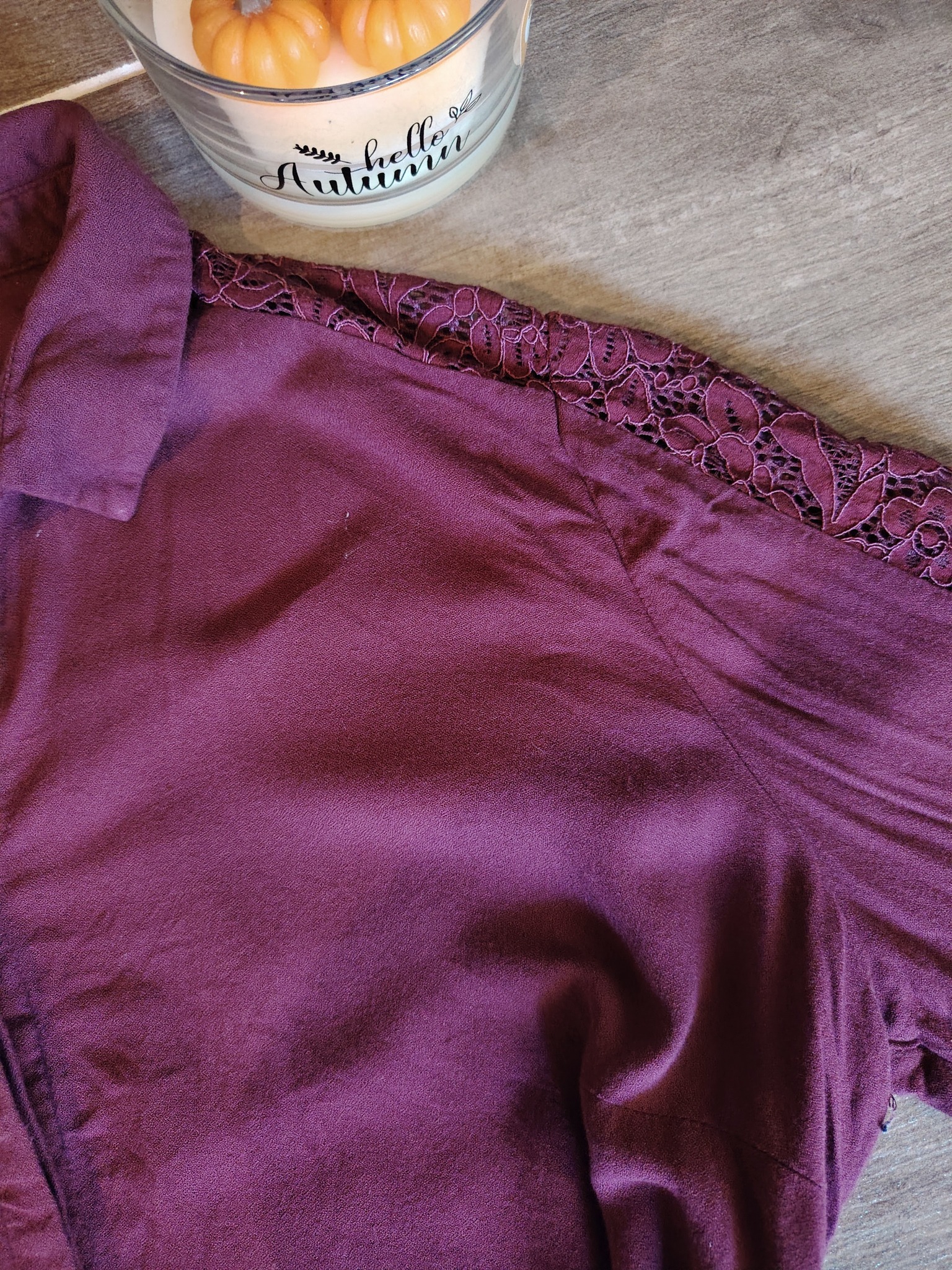 promod sötét lila pamut ing csipke részlettel az ujján l méret