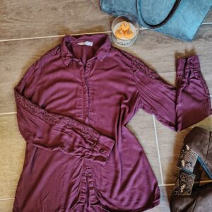 promod sötét lila pamut ing csipke részlettel az ujján l méret