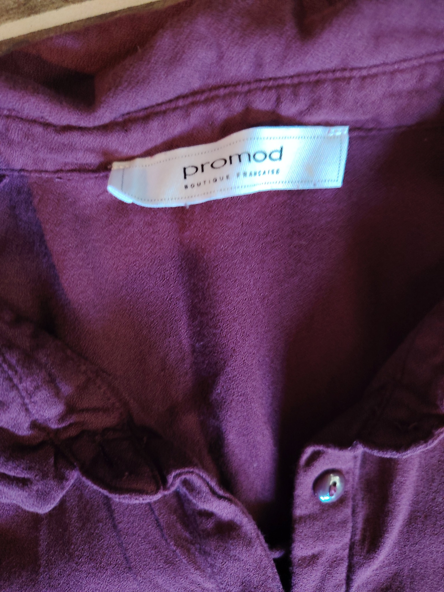 promod sötét lila pamut ing csipke részlettel az ujján l méret